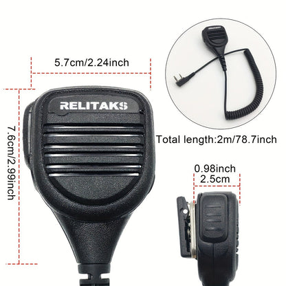 RELITAKS Handheld Two-Way Radio Speaker Mic – K-Head Connector, Coiled Cord, Compatible with Baofeng, TYT & More, No Battery