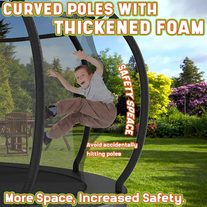 Outdoor Trampoline with Safety Enclosure Net Football Toss Game 8 10 12 14FT Round Backyard Trampoline for Kids Adults Indoor Outdoor Party Play