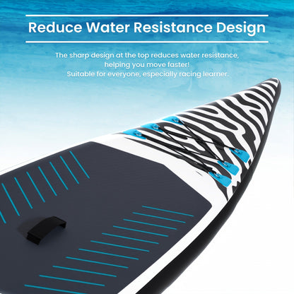 14ft Inflatable Racing Paddle Board SUP with Pump Adjustable Paddle & Backpack – 3D Non-Slip EVA Deck Ultra-Lightweight 23lbs Touring Stand Up Paddleboard for Youth Adults