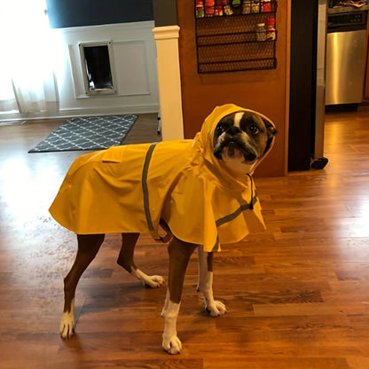 Dog Raincoat Reflective Hooded Waterproof Pet Rain Cape for All Breeds, Lightweight Poncho with Reflective Strips for Safety on Rainy Days, Sizes M XL XXL 3XL, Yellow Dog Rain Jacket