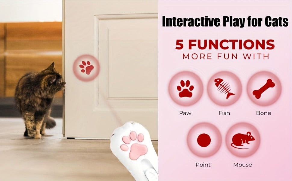 Cat Teaser Toy 7-in-1 USB Rechargeable - Interactive Wand Toy for Indoor Cats & Dogs, Feather Chaser Exercise Toy with Free Bonus Mouse Toy, Stimulating Chase & Play Gift for Pets