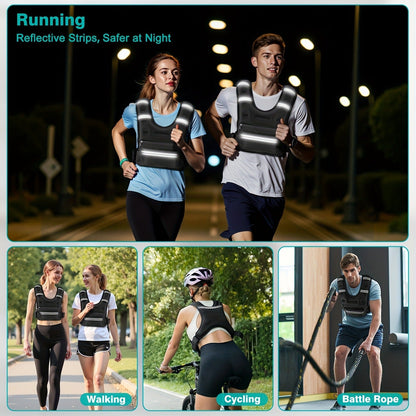 Weighted Vest for Running & Strength Training – Slim Fit Reflective Design with Phone Pouch, Snap-On Unisex Weight Training Vest for Gym, Core Strength & Bone Health, 8 / 12 / 16 lb Options