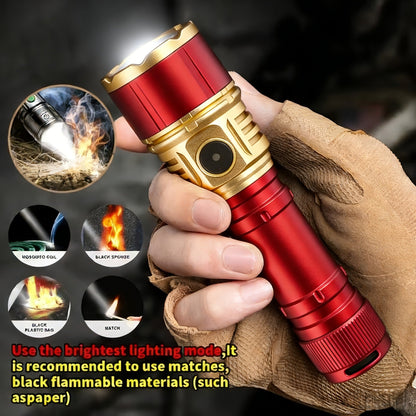 Ignition Flashlight with Fresnel Lens – 21700 Lithium 3500mAh Ultra Long Runtime, Aluminum Alloy Tactical Adjustable Beam, Outdoor Survival Torch for Camping, Fishing, Power Outage & Night Riding