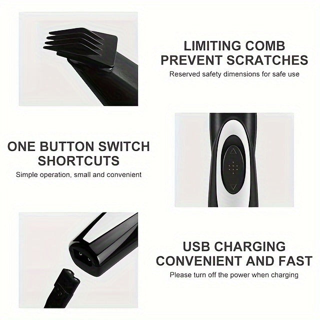 Pet Detail Trimmer Cordless USB Rechargeable - Ceramic Blade Precision Clipper for Dogs Cats Face Paws Ears Eyes Tail, Quiet Low Noise Mini Grooming Tool for Small Areas, Includes Brush & Lubricant