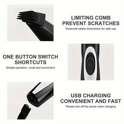 Pet Detail Trimmer Cordless USB Rechargeable - Ceramic Blade Precision Clipper for Dogs Cats Face Paws Ears Eyes Tail, Quiet Low Noise Mini Grooming Tool for Small Areas, Includes Brush & Lubricant