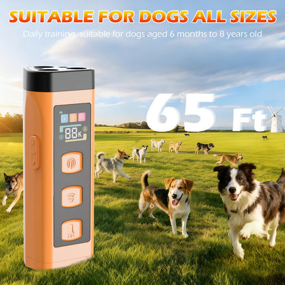 65ft Long-Range Dog Repeller - Triple-Head Ultrasonic Bark Deterrent, Powerful Soundwave Technology, USB Rechargeable Portable Handheld Anti-Barking Device, Dog Behavior Training Tool, Orange