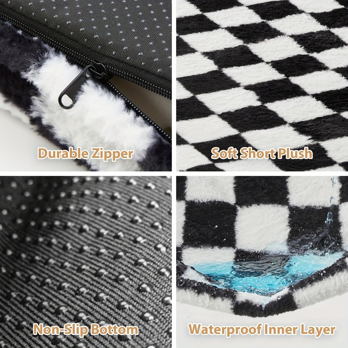 Orthopedic Dog Bed with Removable Washable Cover – Non-Slip Bottom, Black & White Plaid, Soft Memory Foam Dog Sofa Bed for Small Medium Large Dogs, S M L XL XXL Sizes