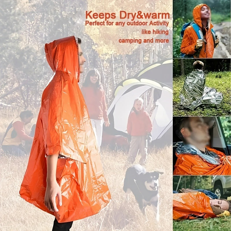 Emergency Rain Poncho 4 Pack & 14 Pack – Retains 90% Body Heat, Reusable Waterproof Raincoat for Men Women Adults, Camping Hiking Survival Kit Gear