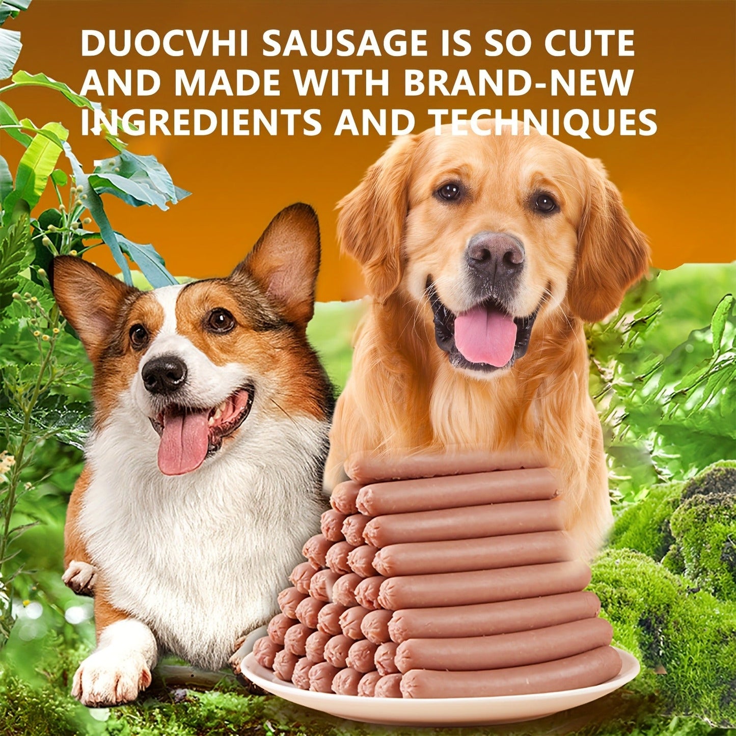 Grain-Free Dog Sausage Treats – Chicken Flavor Ham Sticks, Soft & Easy-Digest Dental Chew Snacks for Puppies & Adult Dogs, No Additives, All Breeds (16-Pack or 32-Pack)