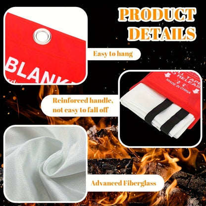 Fire Blanket 4-Pack Fiberglass Emergency Flame Retardant – Heat Resistant Fire Safety Blankets for Home, Kitchen, Camping & Hiking | Compact & Portable