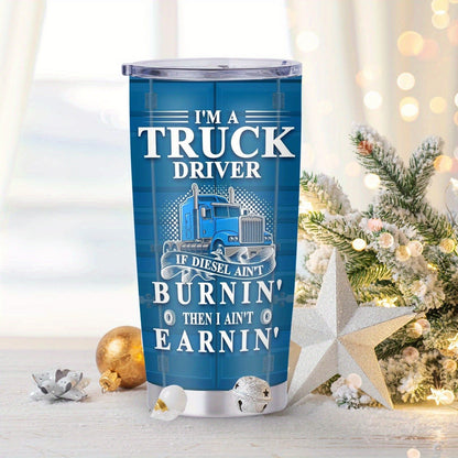 Truck Driver Tumbler 20oz Stainless Steel Insulated Coffee Cup with Lid Birthday Gift for Husband Son Grandpa Nephew Farmer Truck Driver Men