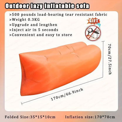 Inflatable Air Sofa Outdoor Camping Lounger 440LB Heavy Duty Quick Inflate Portable Lazy Bag Sofa Bed with Carry Bag Lightweight Compact for Beach Hiking Music Festival Travel 6 Colors