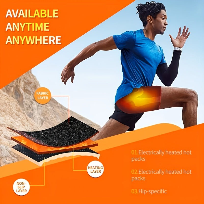 Heated Hip Massager with USB Electric Heat & Vibration – Compression Hip Groin Thigh Support Wrap for Spine & Anti-Cold Warmth, Polyester Fiber Hip Belt with Hook-and-Loop Closure