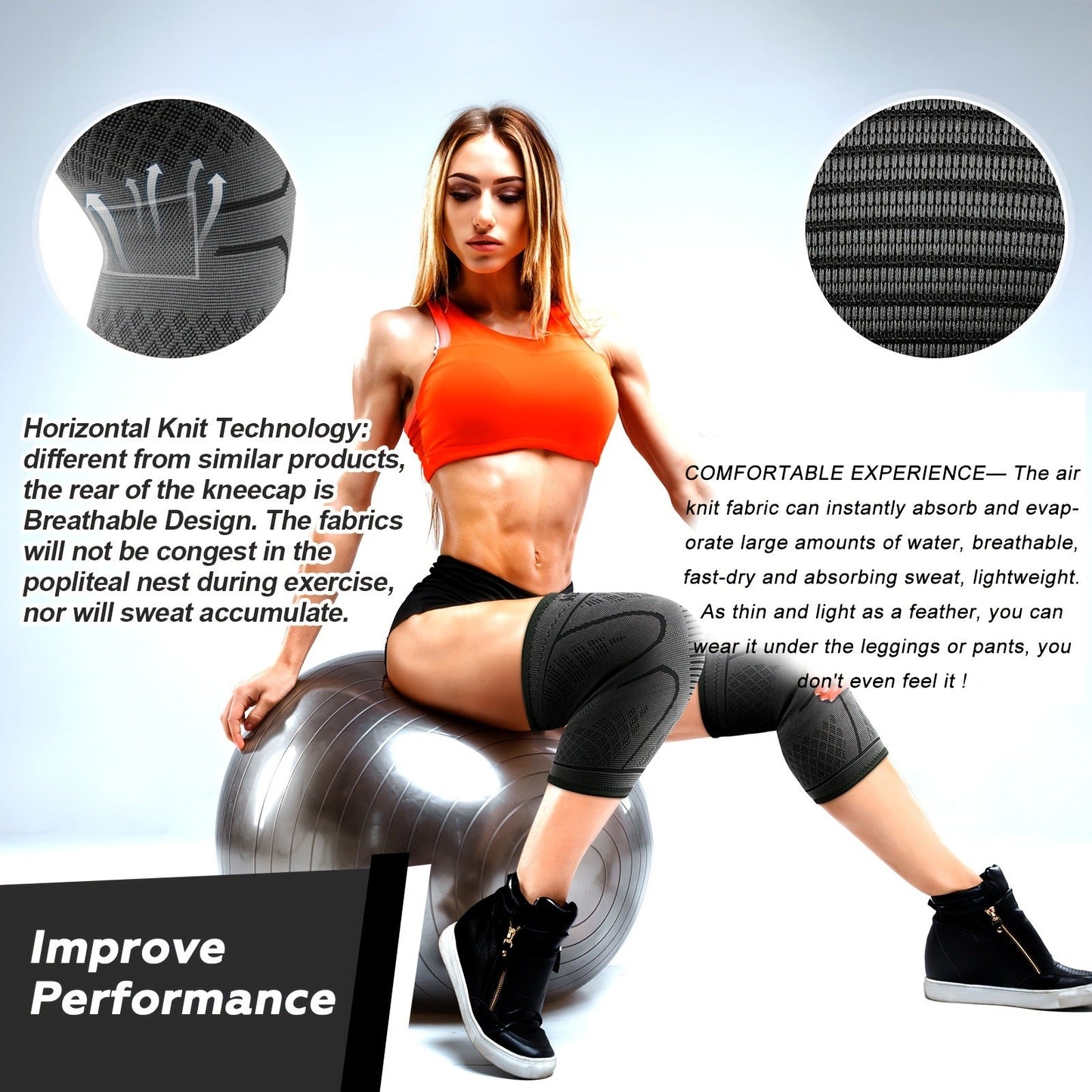 Compression Knee Sleeve 2 Pack for Men Women Breathable Non-Slip Silicone Strip Knee Support High Elasticity Running Exercise High Intensity Sports Copper Beige Pink Orange M XL XXL XXXL