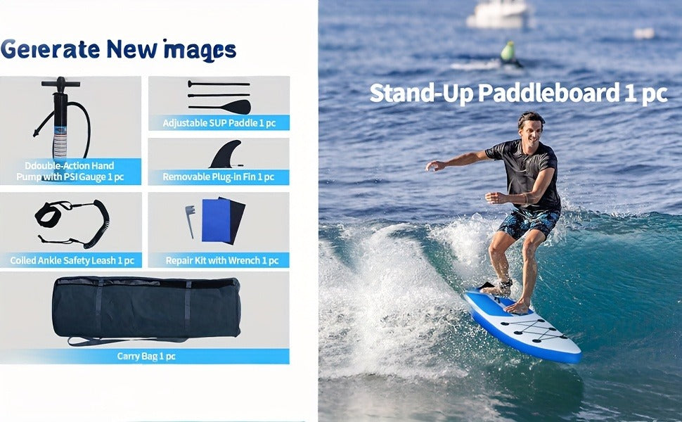 Inflatable Stand Up Paddle Board SUP Yoga Board 124'' x 31'' Wide Stance Non-Slip Deck with Paddle Pump Leash Carry Bag for Teens Adults Beginners