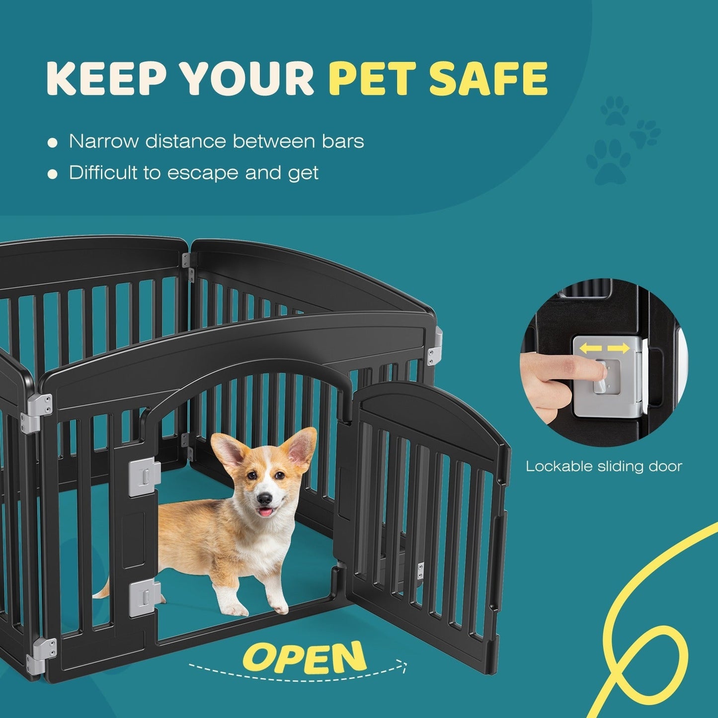 Foldable Dog Playpen & Indoor Outdoor Pet Fence – Portable, Easy to Clean, 4-Panel & 6-Panel, White & Black