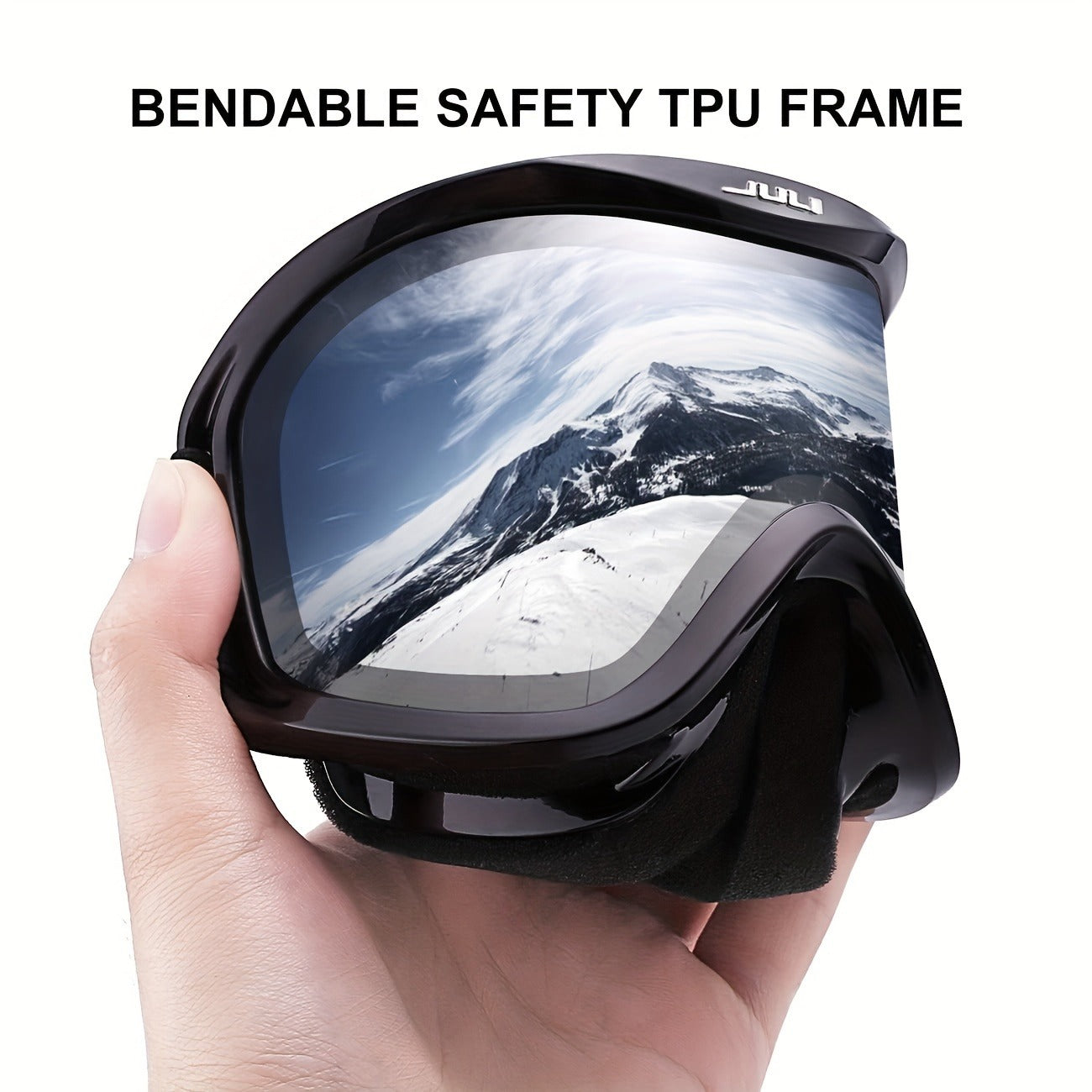 OTG Ski Goggles Double Layer Lens VLT12% – Over-the-Glasses Snow Goggles for Men, Women & Teens, Anti-Fog UV Protection for Alpine Skiing, Snowboarding, Skating & Snowmobile, Black/Silver