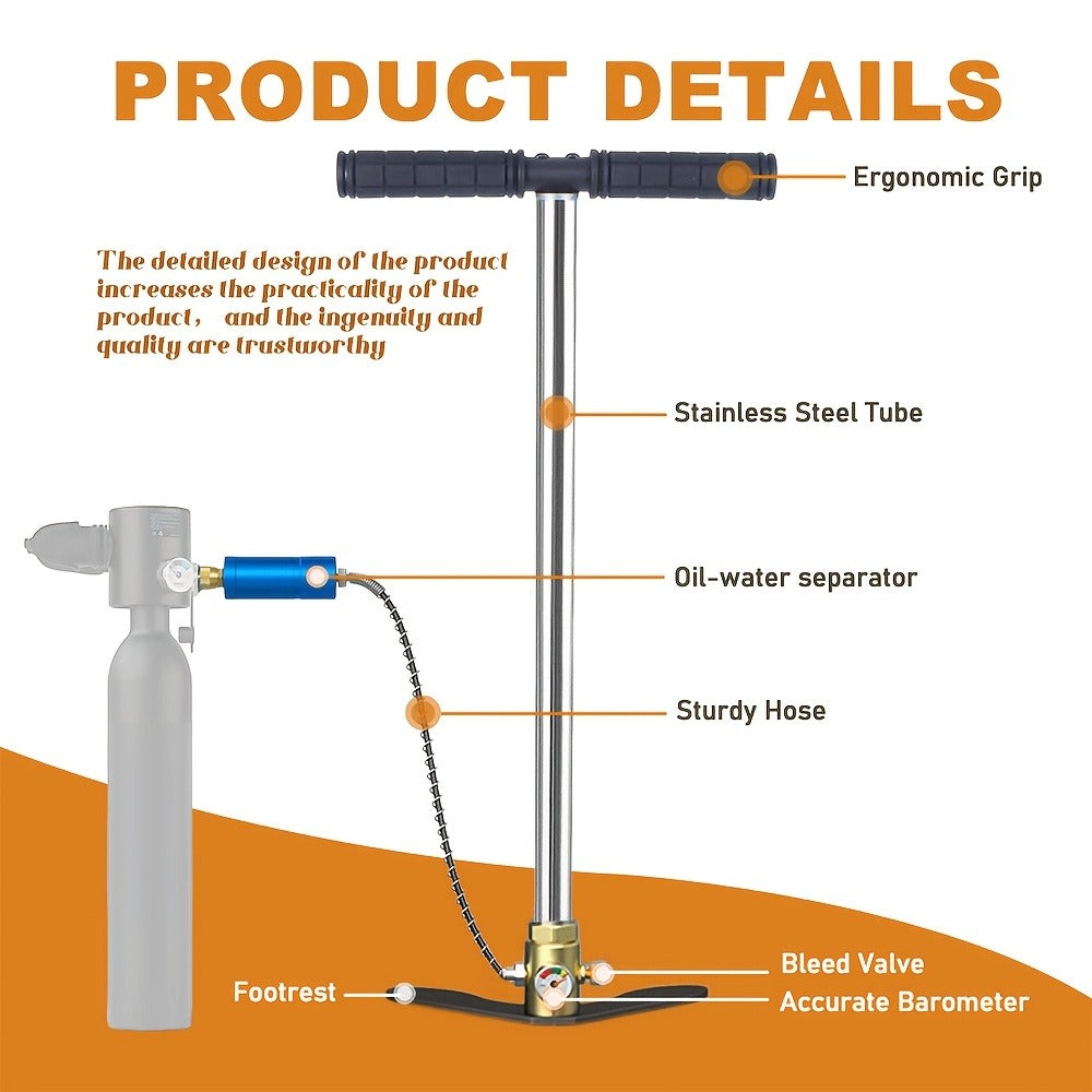Mini Scuba Tank Set 0.5L – Reusable Diving Cylinder with Hand Pump, 3000PSI 200Bar, 35 Breaths Backup Air for Shallow Water Diving Reef Exploration Rescue
