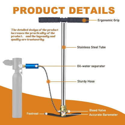 Mini Scuba Tank Set 0.5L – Reusable Diving Cylinder with Hand Pump, 3000PSI 200Bar, 35 Breaths Backup Air for Shallow Water Diving Reef Exploration Rescue