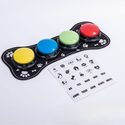 Dog Communication Buttons for Talking - Pet Training Buttons with Mat, Recordable Dog Talking Button Set, Durable Easy-Clean, No Battery Required