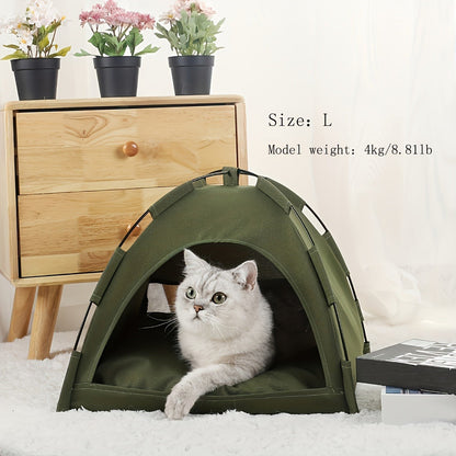 Portable Pet Tent Sleeping Nest for Cats & Dogs - Soft Cozy Foldable Pet House for Indoor Outdoor Camping Travel, Easy Assembly Solid Color Design, Ideal Pet Gift for Cats Dogs, Fern Green