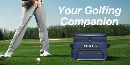 Oxford Fabric Golf Travel Bag Sturdy Double Layer Trunk Organizer with Zipper Closure Compact Golf Gear Storage Bag for Clothes Accessories Perfect Golf Lover Gift Blue