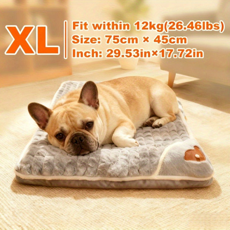 Thickened Dog Bed & Cat Bed Mat with Pillow – Anti-Slip, Machine Washable, Detachable Crate Mat for All Dogs & Cats, L & XL