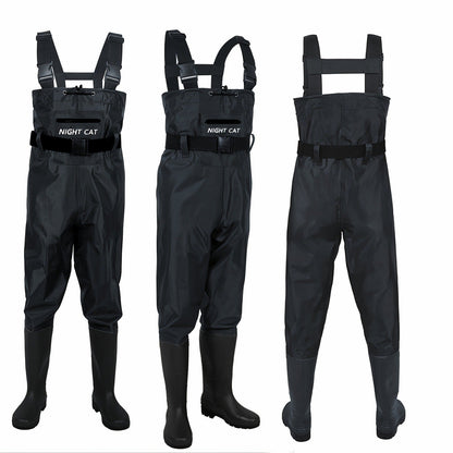 Waterproof Chest Waders for Men – Bootfoot PVC Fishing Suit with H-Back Suspenders, Anti-Slip Rubber Boots | Sizes 7.5–13 | Ice Fishing, Fly Fishing, Saltwater & Hunting