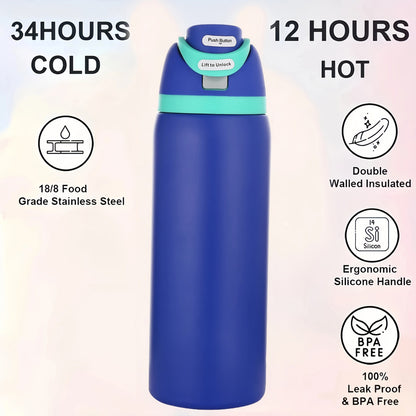 32oz Insulated Water Bottle with Straw - 304 Stainless Steel Vacuum Flask Keeps Cold 24H Hot 12H, Large Capacity Leak-Proof Sports Bottle for Gym, Camping, Office & Outdoor Adventures