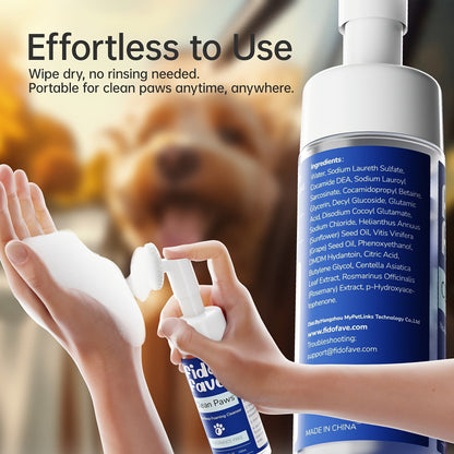 Dog Paw Cleaner No-Rinse with Soft Brush - pH Balanced Paw Wash for Dogs & Cats, 5oz Gentle Grooming Cleanser in Lavender Chamomile, Lemongrass Sage & Fragrance-Free