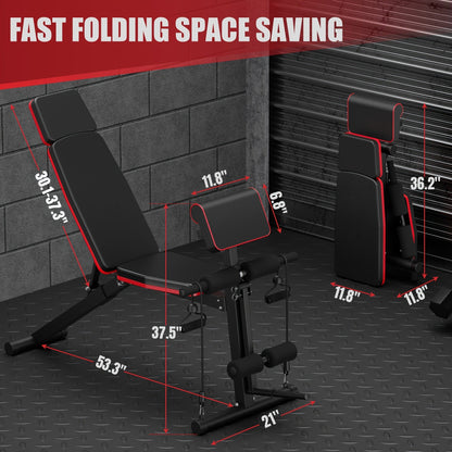 14-in-1 Adjustable Weight Bench Foldable – 770lb Capacity, Multi-Function Full Body Strength Training, Space-Saving Design – Home Gym Workout Bench