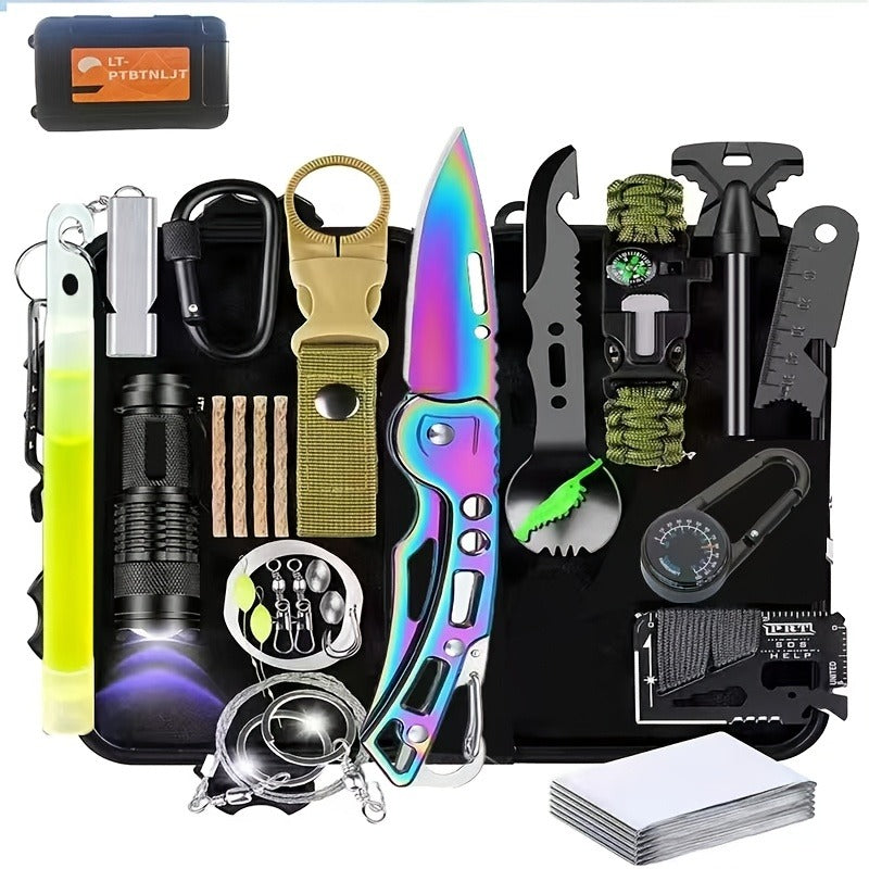 Tactical Knife Set 28-in-1 Survival Equipment – Men's Outdoor Tool Kit for Camping, Hunting, Fishing & Hiking | Perfect Father's Day Gift for Dad & Husband