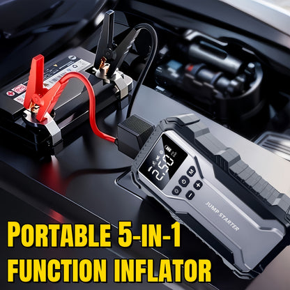 Car Jump Starter Portable Emergency Power Bank with LED Flashlight SOS Air Pump for Small Vehicles Roadside Emergency Kit