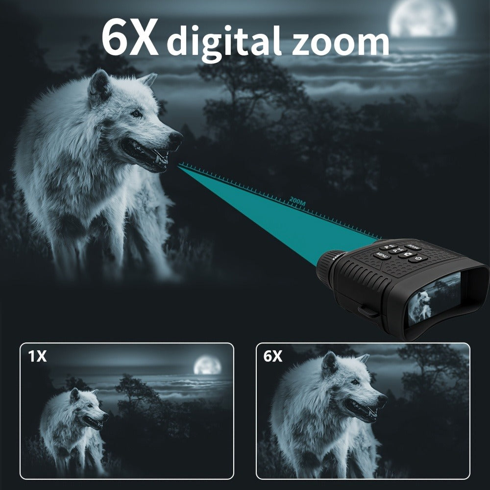 Digital Night Vision Monocular 6X – Infrared Night Vision Scope with 2000mAh Battery, 3" LCD Screen & Photo/Video Recording for Hunting Camping Wildlife