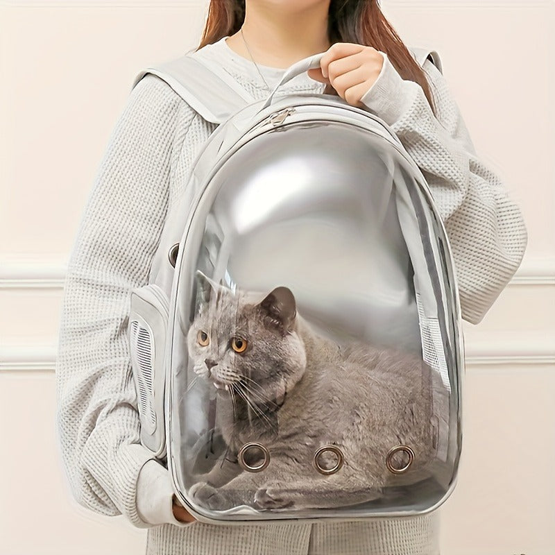 Space Capsule Pet Backpack Carrier for Cats & Small Dogs - Portable Double Shoulder Bag with Bubble Window, Breathable Lightweight Travel Backpack for Pets, Hands-Free Cat Carrier Bag, Black