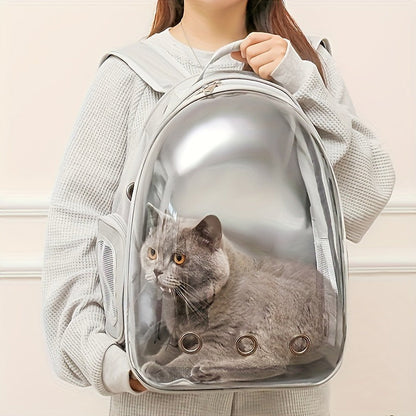 Space Capsule Pet Backpack Carrier for Cats & Small Dogs - Portable Double Shoulder Bag with Bubble Window, Breathable Lightweight Travel Backpack for Pets, Hands-Free Cat Carrier Bag, Black