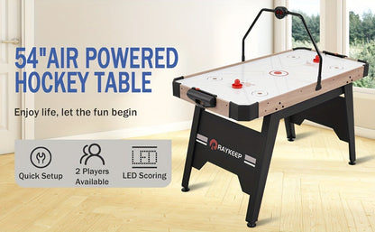 54 Inch Air Hockey Table with LED Scorer – Indoor Arcade Hockey Game Set with 2 Pucks & 2 Pushers, Portable Sports Gaming Table for Game Room, Family & Home Entertainment