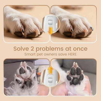 2-in-1 Pet Grooming Clipper with LED Light – Rechargeable Nail Cutter & Paw Hair Trimmer for Dogs & Cats | Precision Trimming for Paws, Face, Ears & Rump | Safe, Quiet & Cordless | White