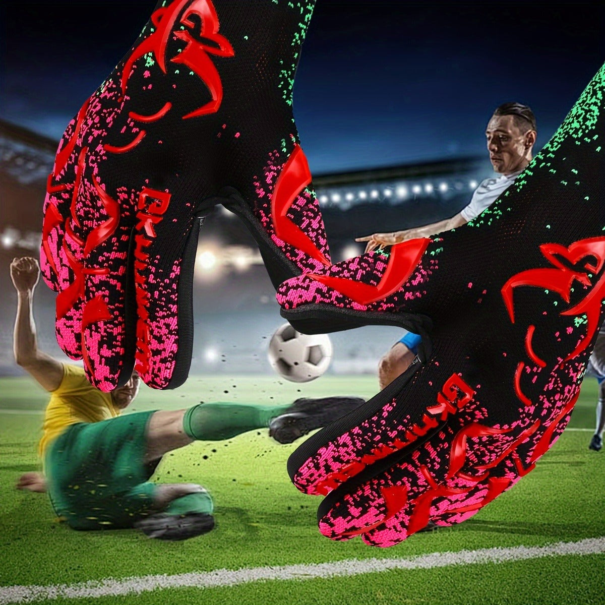 Soccer Goalkeeper Gloves Strong Grip Breathable Sizes 6-10 with Carry Bag