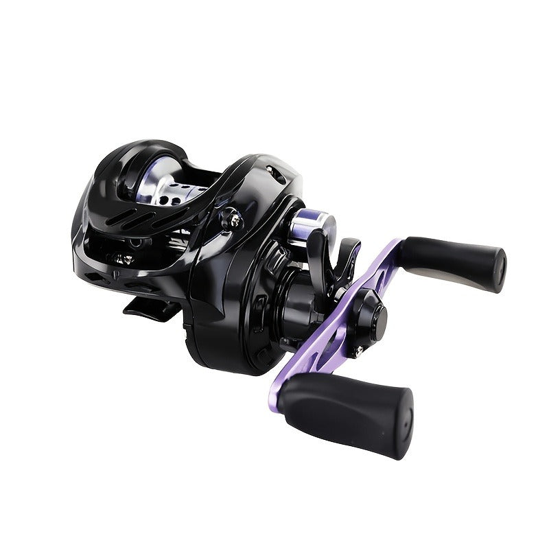 Baitcasting Reel 7.2:1 High-Speed Gear Ratio, 5+1 Ball Bearings 17.64LB Max Drag, Lightweight Freshwater Saltwater Bass Fishing Reel, Left & Right Hand Retrieve, Black Purple