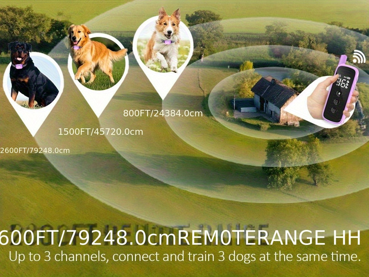 Dog Training Collar with Remote – Rechargeable E-Collar with 2600Ft Range, Beep, Vibration & Shock Modes, Security Lock | 1, 2 or 3 Dog Sets