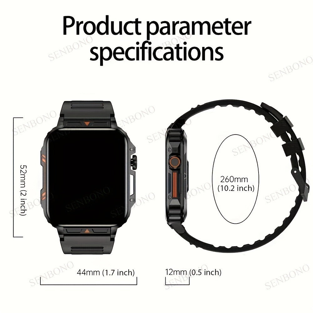 Smartwatch with Wireless Calling – 1.95" HD Display, 100+ Sport Modes, IP68 Waterproof, Step & Calorie Tracker | SENBONO Men & Women