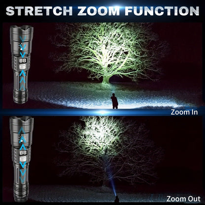Zoomable Rechargeable Flashlight 800 Lumen High Power LED Torch Adjustable Beam for Camping Fishing Hunting Emergency EDC