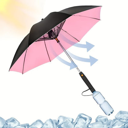 UV Protection Sun & Rain Umbrella with Black Vinyl Coating – 8-Rib Aluminum Frame Windproof Parasol for Outdoor Sun Protection, Sunny & Rainy Days, Includes Matching Water Bottle – Multiple Colors Available