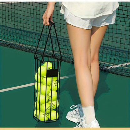 Tennis Ball Picker Up Tube - Stainless Steel Quick-Release Portable Ball Retriever for Tennis Pickleball Training, No-Bend Ball Collector Hopper for Court Home Backyard Practice, Holds 18-20 Balls