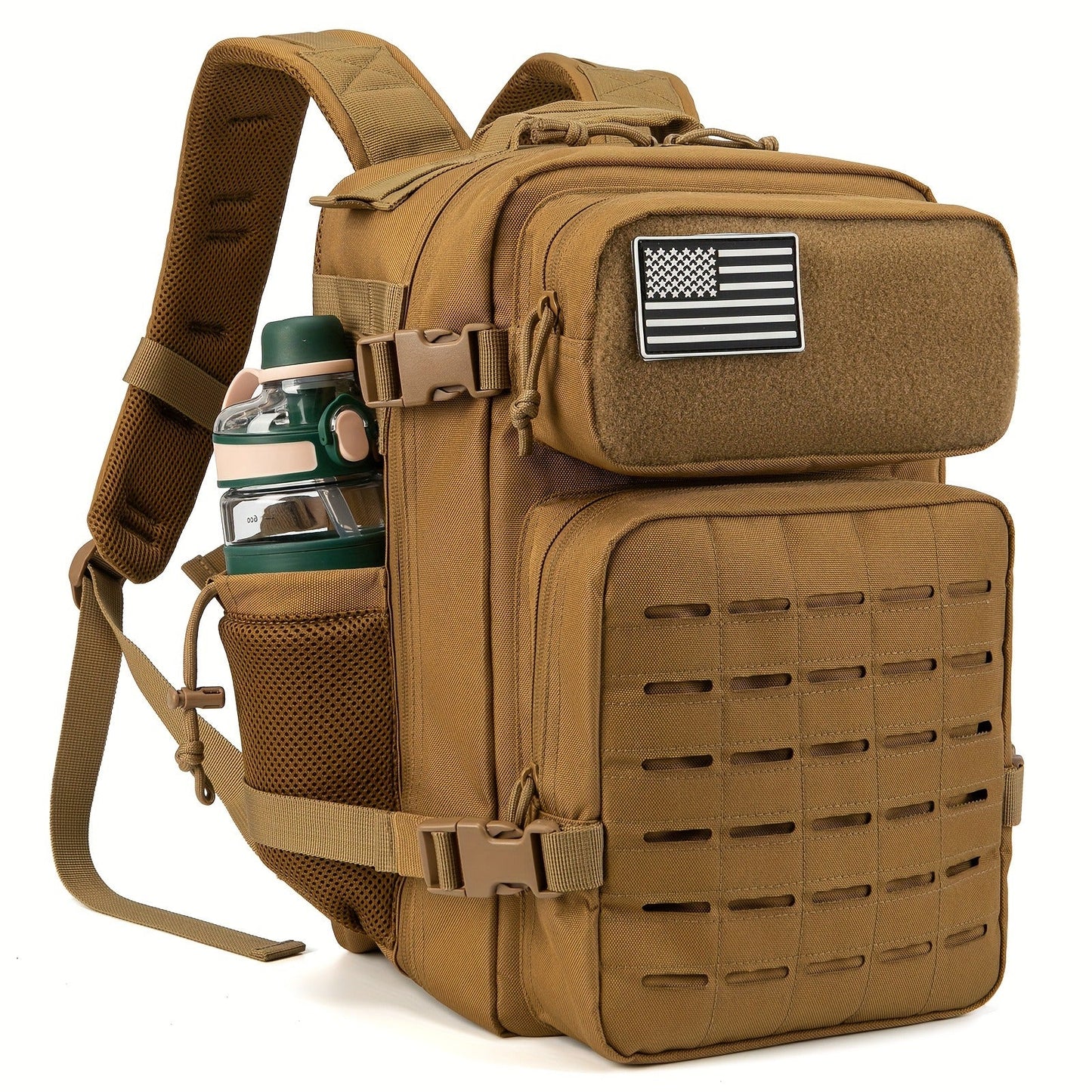 Tactical Laptop Backpack 25L MOLLE Unisex – Office & Hiking Daypack with Dual Cup Holders for Men & Women, 3-Day Bug Out Bag, Trekking & Laptop Organizer, 9 Colors: Black, Green, Pink & More