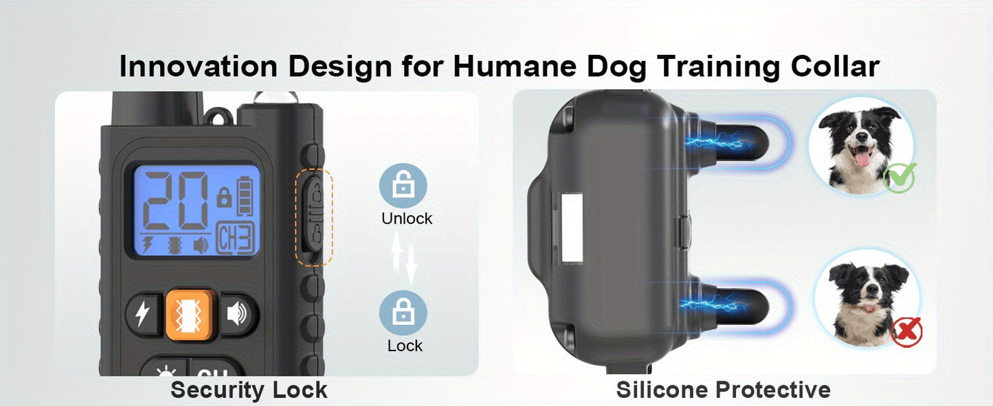 Dog Training Collar with Remote 3300ft Range 3 Modes Beep Vibration Safe Shock for 5-120lbs Dogs Rechargeable Waterproof E-Collar for 2 or 3 Dogs