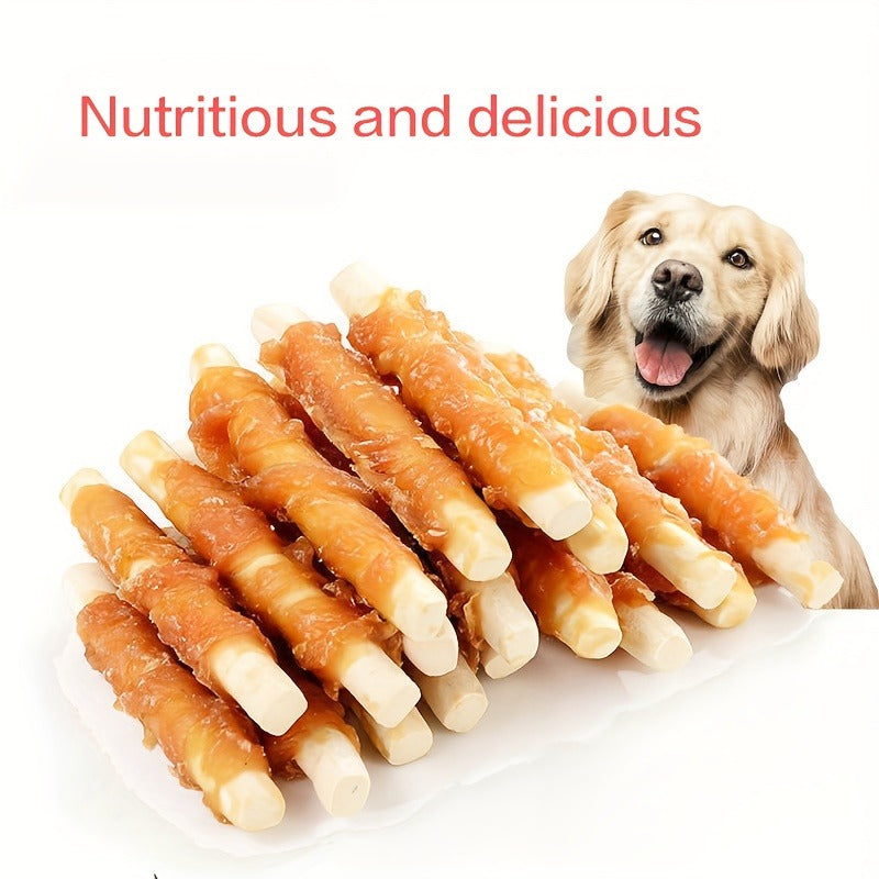 Calcium Stick Dog Treats – Chicken Wrapped Milk Calcium Sticks, High Protein Easily Digestible Training Rewards for Small Medium Large Dogs, Healthy Dental Chews with Real Chicken & Milk, 200g & 400g