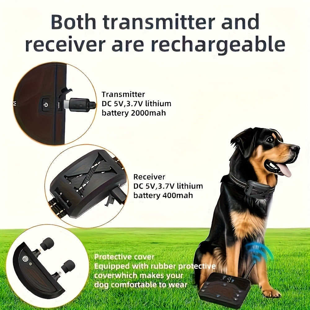 Wireless Dog Fence System with Remote Training Collar - 2.4GHz 800ft Range, 9-Level Adjustable, Containment System for Small Medium Large Dogs, 1/2/3 Dogs