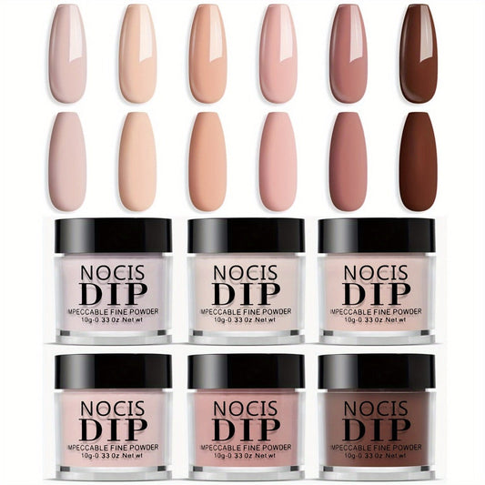 Nude Dipping Powder Set 6 Colors Light Beige Brown Neutral Shades Odorless Acrylic Nail Powder for French Manicure 3D Nail Art Extensions Carving No Lamp Gift for Women